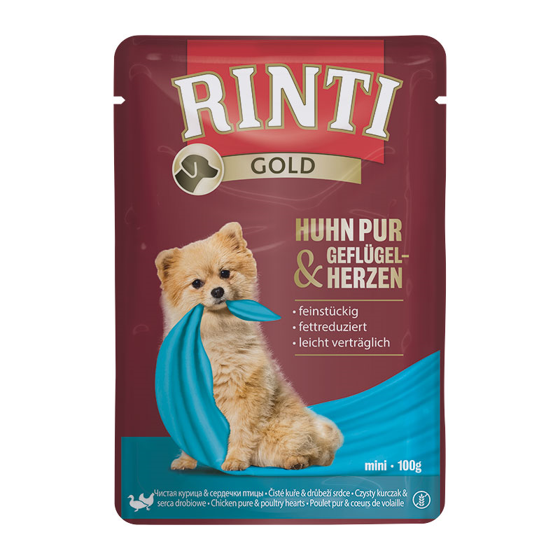 Rinti Gold Huhn Pur & Geflügelherzen Pouch 50x 100g
