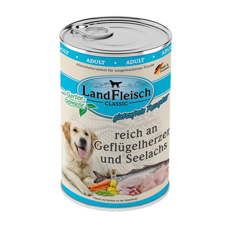 LandFleisch Dog Classic Geflügelherz & Seelachs