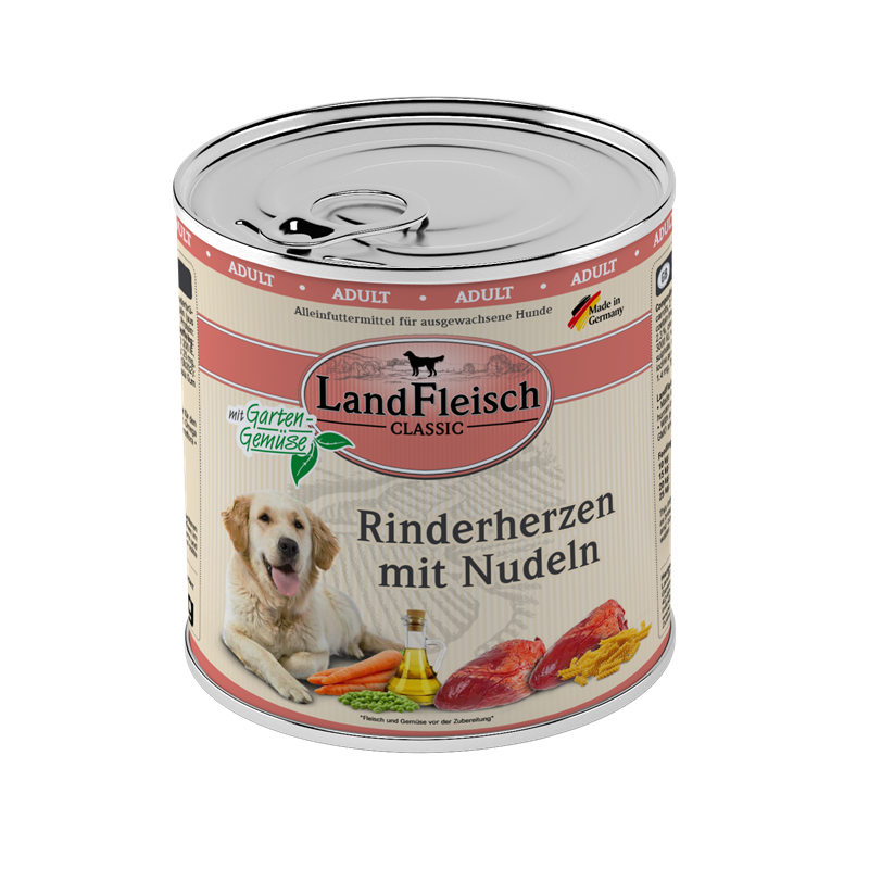 LandFleisch Dog Classic Rinderherz & Nudel