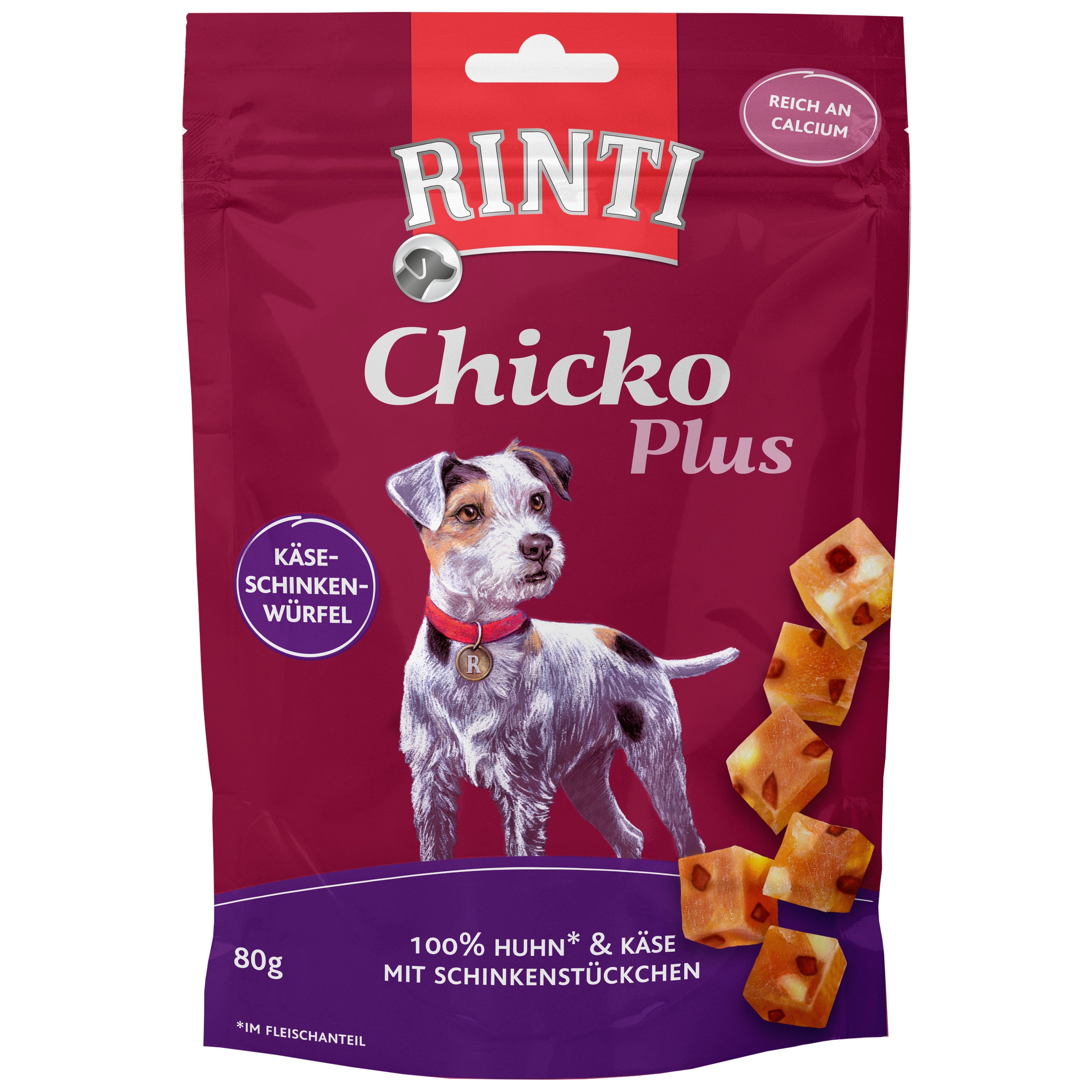 Rinti Chicko Plus Käse-Schinken Würfel 12x 80g