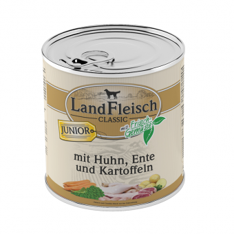 LandFleisch Dog Classic Junior Huhn, Ente & Kartoffel 12x 800 g