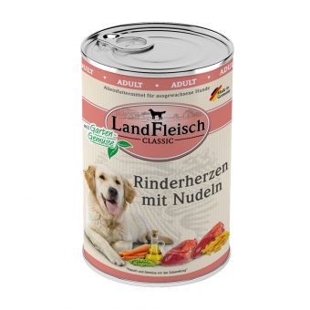 LandFleisch Dog Classic Rinderherz & Nudel 24x 400 g