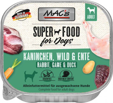 MAC's Dog Kaninchen, Wild & Ente Schale 22x 150g | Sparpack