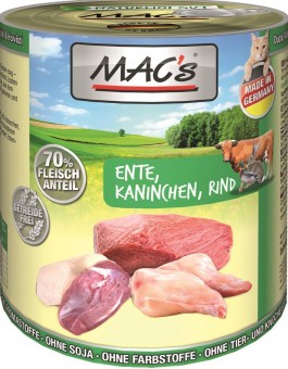 MAC's Cat Ente, Kaninchen & Rind 800g | 24er-Super-Sparpack