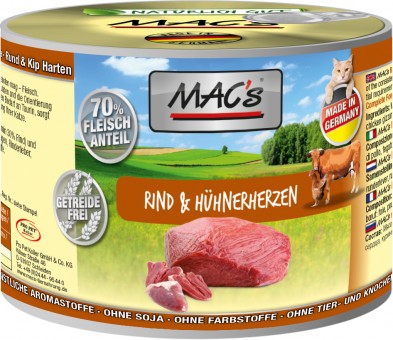 MAC's Cat Rind & Hühner-Herz 200g | 6er-Sparpack