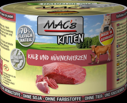 MAC's Kitten Kalb & Hühner-Herz 200g | 6er-Sparpack