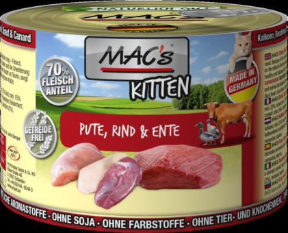 MAC's Kitten Pute, Rind & Ente 200g | 6er-Sparpack